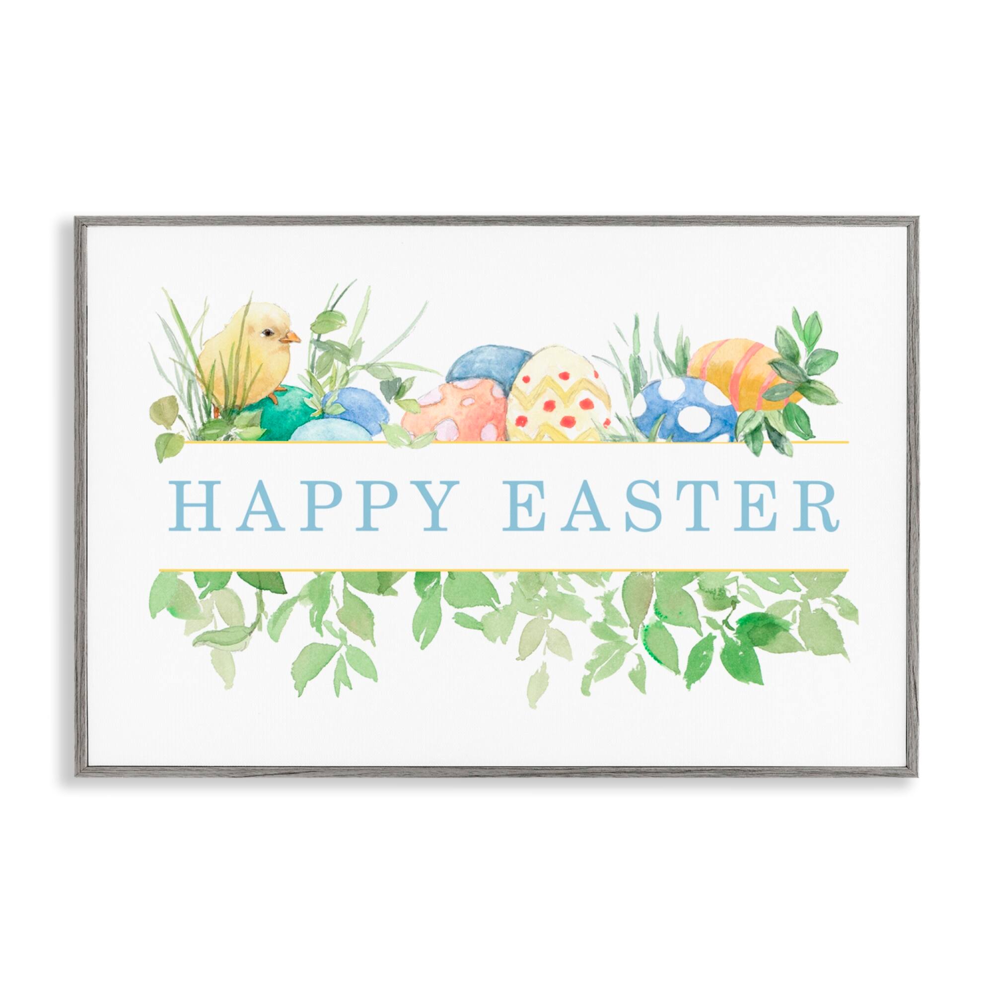 Stupell Industries Floral Happy Easter Framed Giclee Art